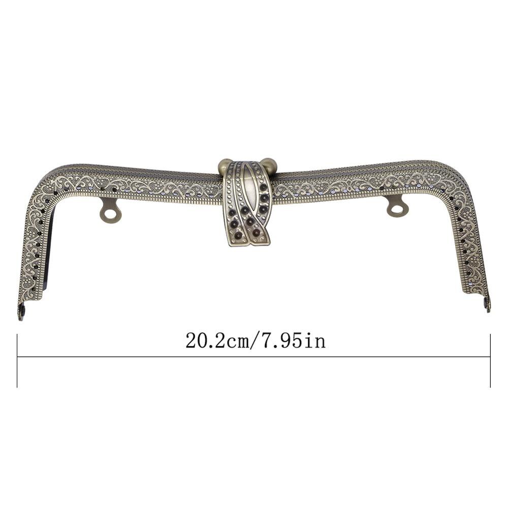 20cm Metal Purse Frame Handle Clutch Bag Accessories DIY Kiss Clasp Lock Bronze Embossing M-shaped HandBag Hardware