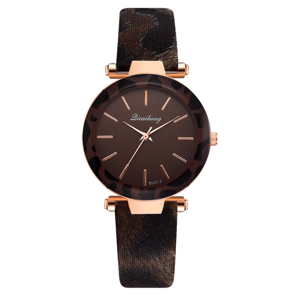 Kvinder ure billige leopard print læder dame armbånd ur casual quartz armbåndsure ur relogio feminino: Brun
