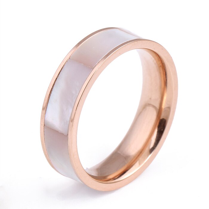 To farve 316l rustfrit stål smykker ring naturlige skal vielsesringe til kvinder: 9 / Rose guld