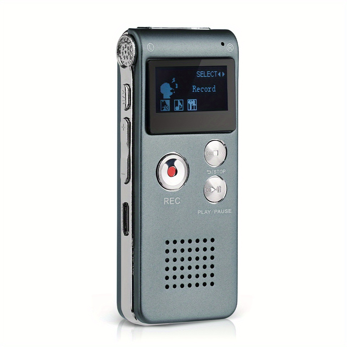 Grabadora de voz digital Grabadora activada por voz Mini grabadora de voz Grabadora de audio pequeña mejorada con MP3 y USB para conferencias: Grey