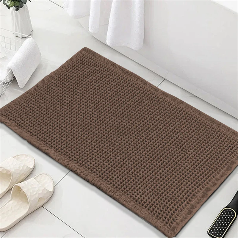 Alfombra de baño pequeña a cuadros de Color sólido, alfombras de baño absorbentes de agua, alfombra de suelo de bañera súper suave antideslizante para dormitorio y cocina, 1 ud.: Rosa / 1.700 mm x 2.400 mm