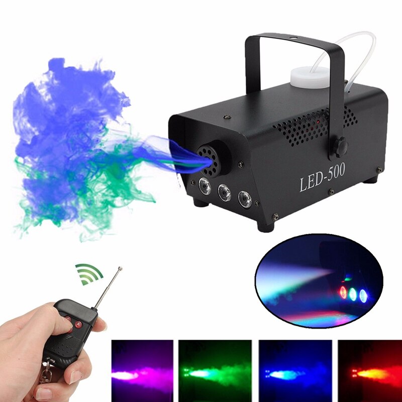 Contrôle sans fil Led 500W brouillard fumée Machine à distance rvb couleur éjecteur de fumée Led Dj fête scène lumière fumée lanceur ue Plug