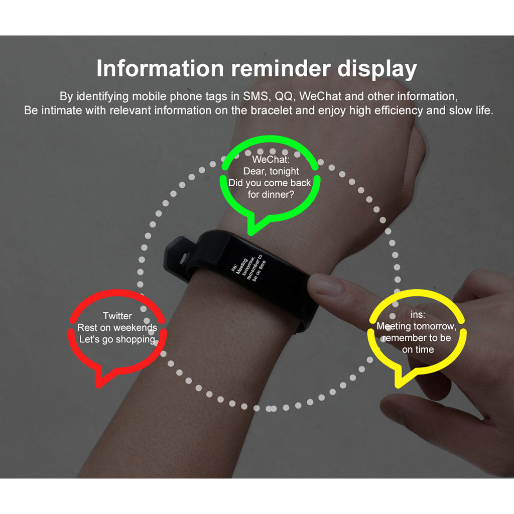 Smart Bracelet Fitness Watch Band Smart Blood Pressure Bracelet Tracker Heart Rate PK MiBand Smartband message push