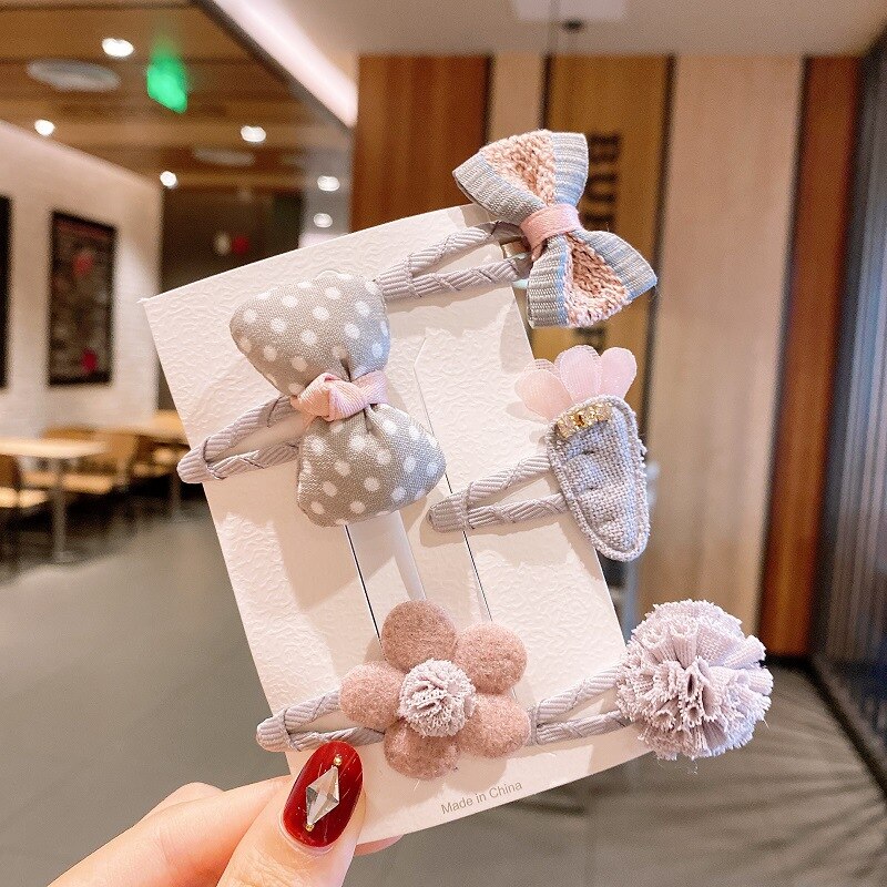 5 Teile/satz freundlicher Baby Nette Blume Bogen Stern Haar Clips Mädchen Karikatur Haarnadeln Barrettes Ornament freundlicher Haar Zubehör: Stil4