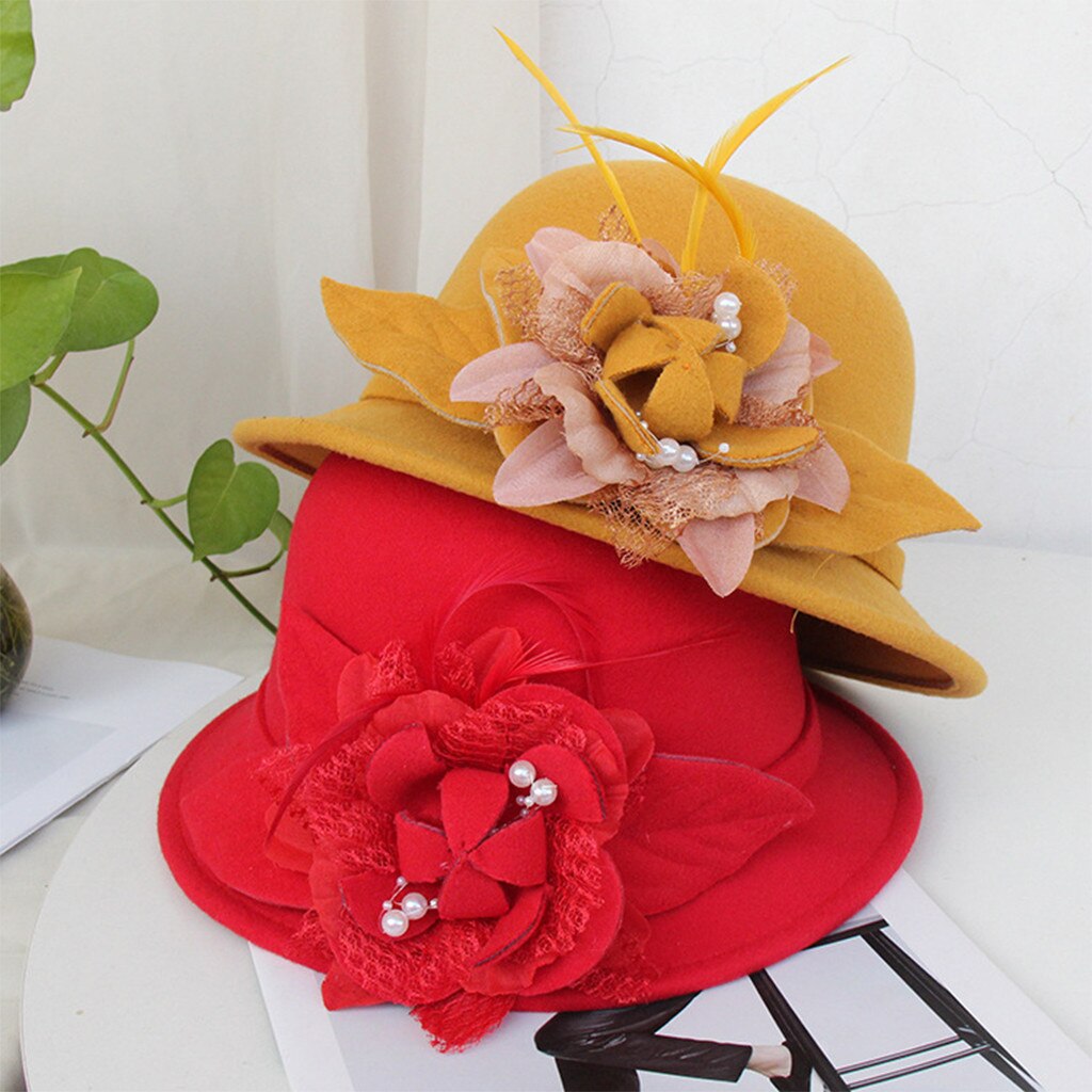 Women Flax Flower Hat Bowler Billycock Cap Sales Vintage Retro Bowler Caps Princess caps chapeau femme Hat Cap For Woman