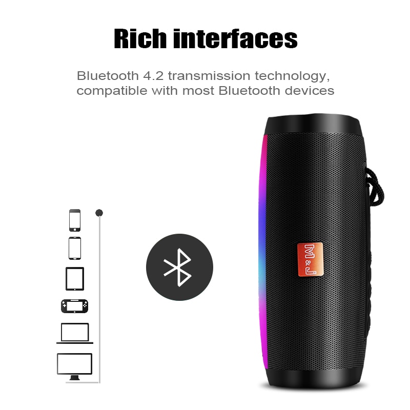Drahtlose Bluetooth Lautsprecher LED Tragbare Boom Kasten Außen Bass Spalte Subwoofer Klang Kasten mit Mic Unterstützung TF FM USB Subwoffer