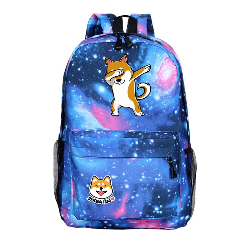 Mochila divertida de Shiba Inu para hombre y mujer, morral escolar con bonito para estudiantes, mochila para portátil de viaje: 8