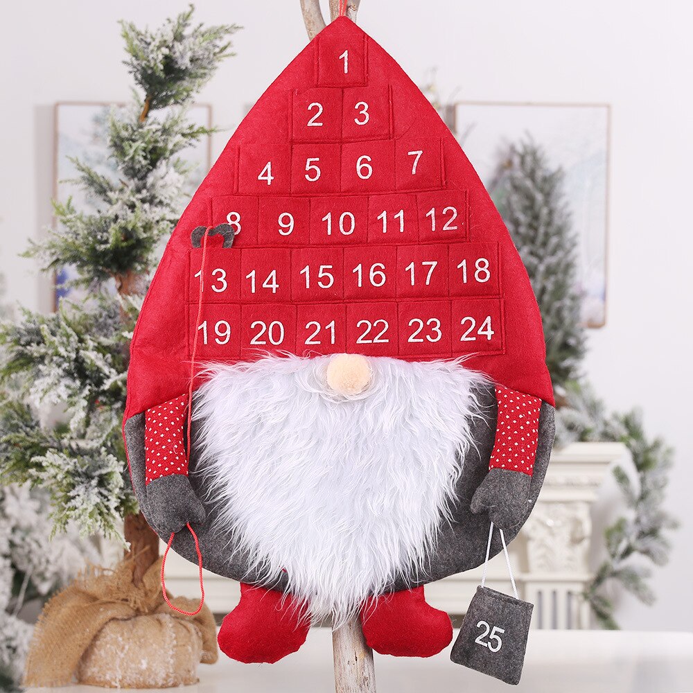 Jul svensk nisse tomte adventskalender hængende jul grå hat svensk julemand nedtællingskalender til juleindretning: B