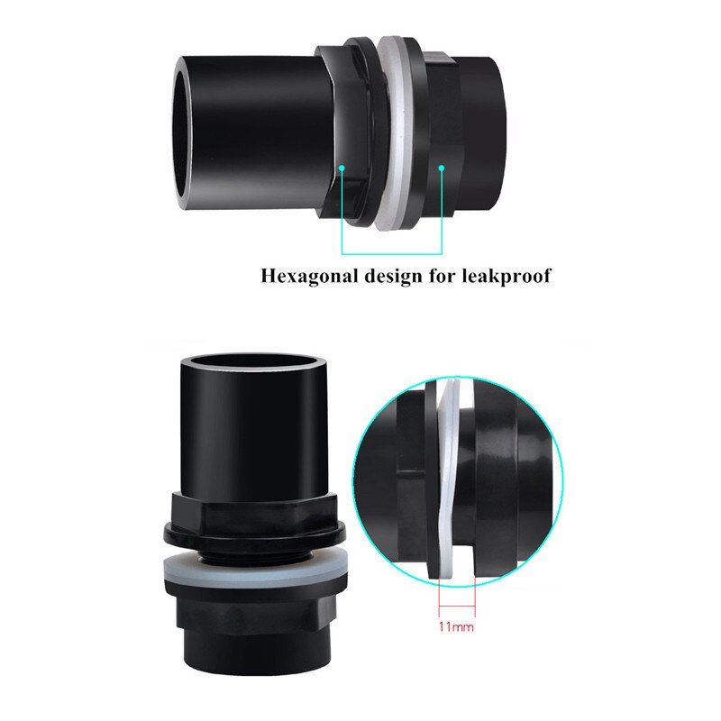20/25/32/40/50Mm Black Aquarium Connector Pvc Waterdicht Pijp Butt Aquarium Straight fitting Joint Aquarium Gereedschap Accessoire