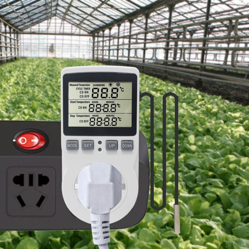 Digital Temperature Controller Socket 110V Wireless Thermostat Socket with Timer Switch Multifunctional Plug US Plug