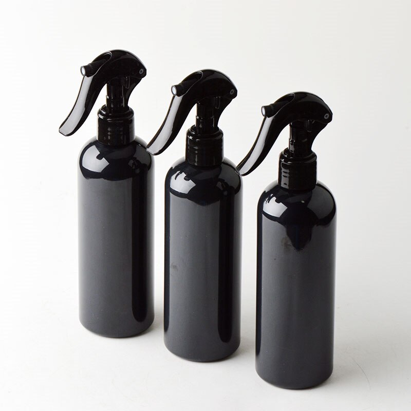 6ps/lot 300ml Travel Shower Black Plastic Spray Bottles With Ergonomic Trigger Sprayer Refillable Bottle Support Logo Printing