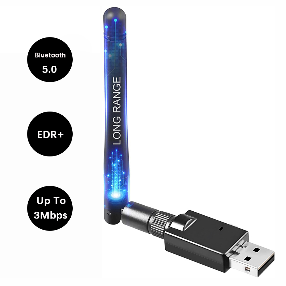 USB Bluetooth 5.3 Adapter for PC Speaker Mouse Music Audio Receiver Transmitter Bluetooth Dongle for 10/8/8.1/7 Rotatable Antenn: Default Title