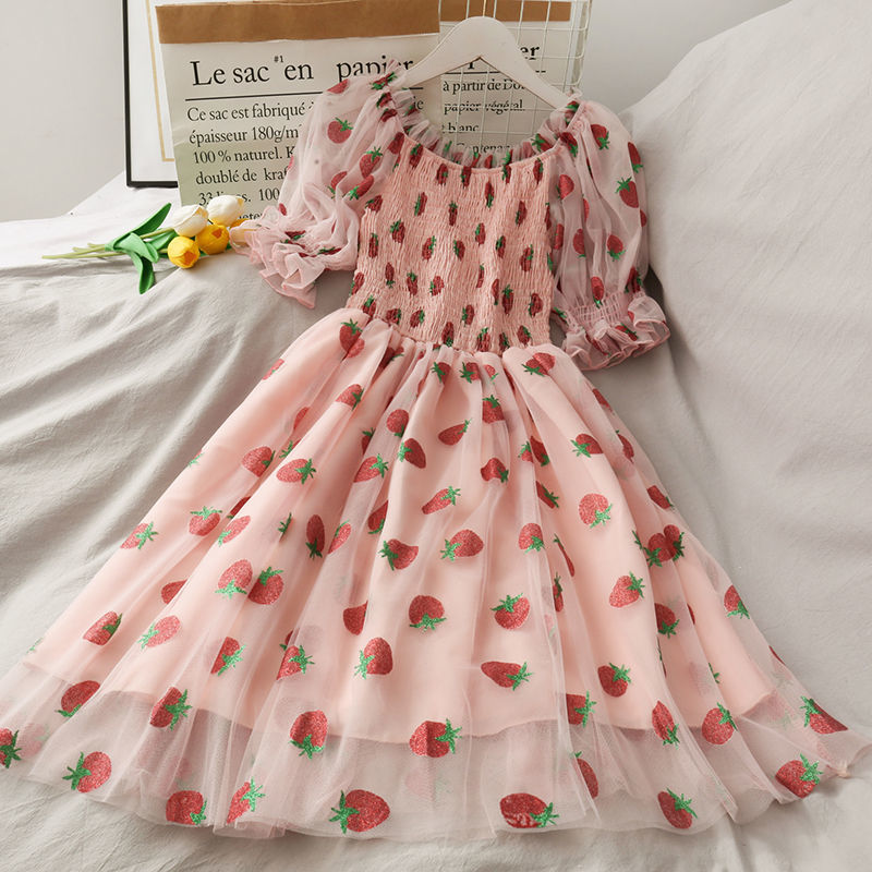 Dolce Lolita Vestito Kawaii A Quadri Per Adolescenti – Manica A Sbuffo, Fiocco E Pizzo, Rosa, Viola, Giallo - 4