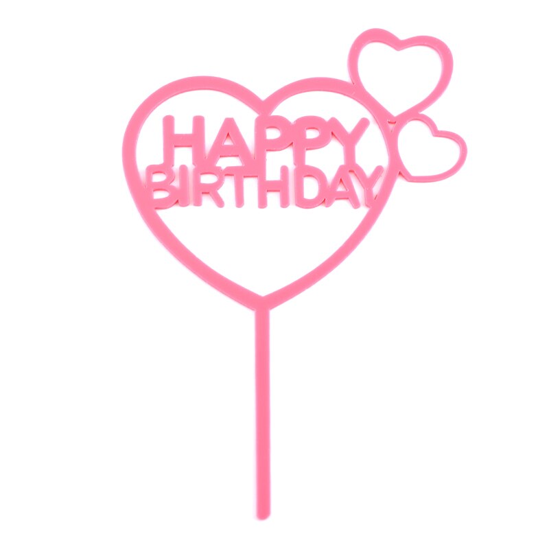 1PC Cake Topper Stars Sweet Love Heart Acrylic Happy Birthday Cake Topper Dessert Decoration for Birthday Party Lovely: 601-Rosered