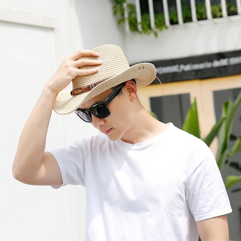 Ymsaid sommerstil cowboy stråhatt kvinner menn sommer utendørs reise strandhatter unisex fast vestlig solskjermhette