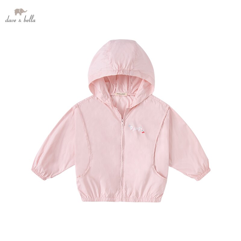 DK2221350 Dave Bella Zomer Kids Meisjes Solid Zipper Zakken Casual Jas Kinderen Leuke Tops Bovenkleding