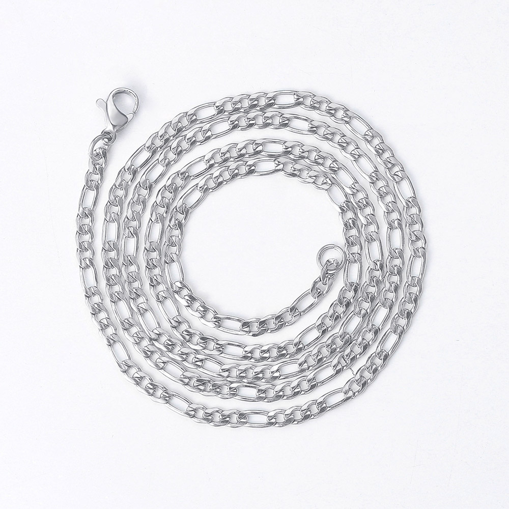 Rapper's Hip Hop 3MM Figaro Chain Necklaces For Men Women Simple Stainless Steel Chains Choker Minimalist Necklace Jewelry C025: 90cm / Dark Gold