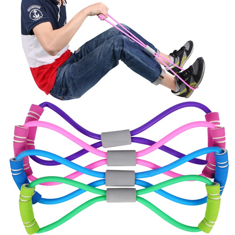Home Sport Fitness Yoga 8 Shape Pull Rope Tube Equipment Tool Gym Exercise Rally 77HC