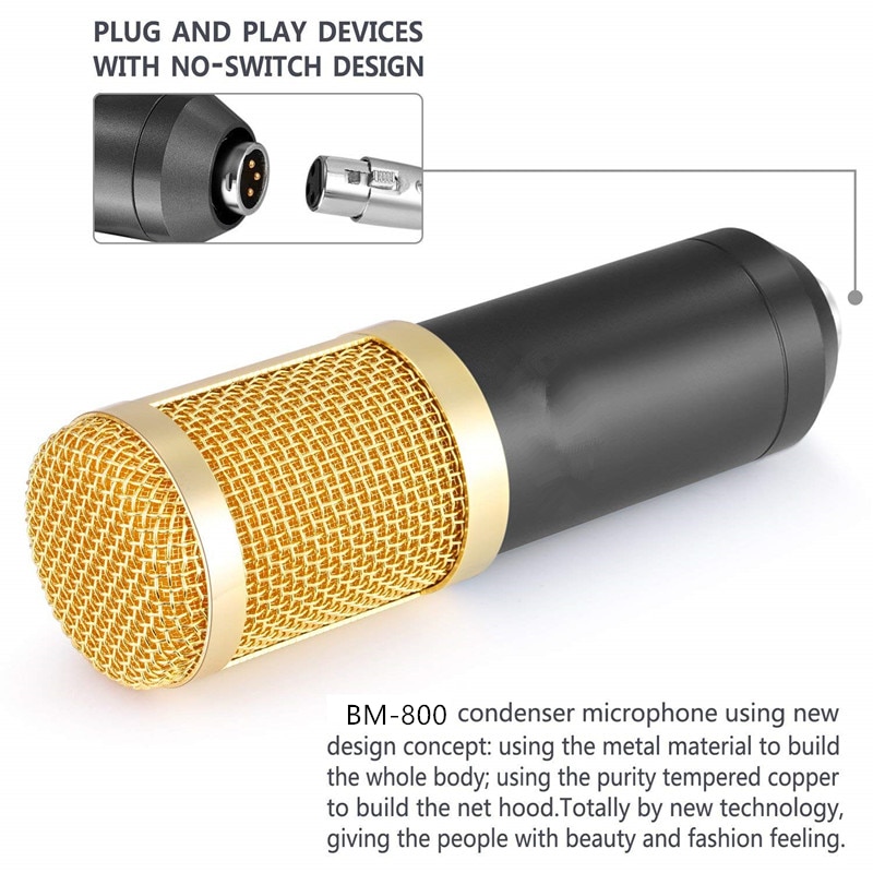 Microfono Condensatore BM800 - Microfono Omnidirezionale Cablato per Computer KTV Radio