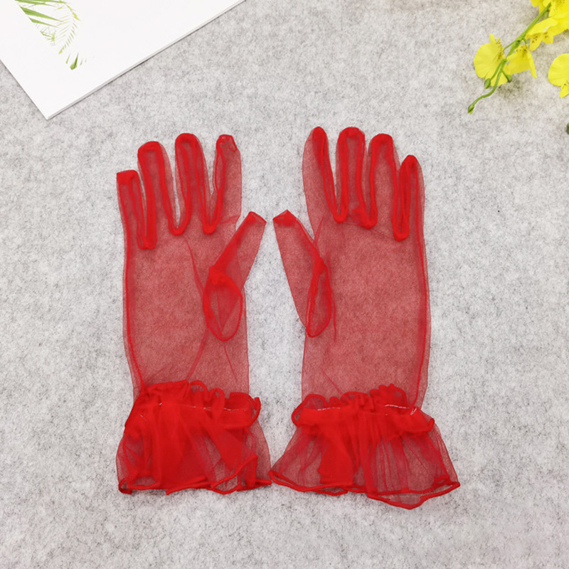 Gloves for Women Dress Sheer Mesh Gloves Sexy Thin Elbow Long Gloves Wedding Full Finger Anti-UV Cycling Driving Mittens: Beige