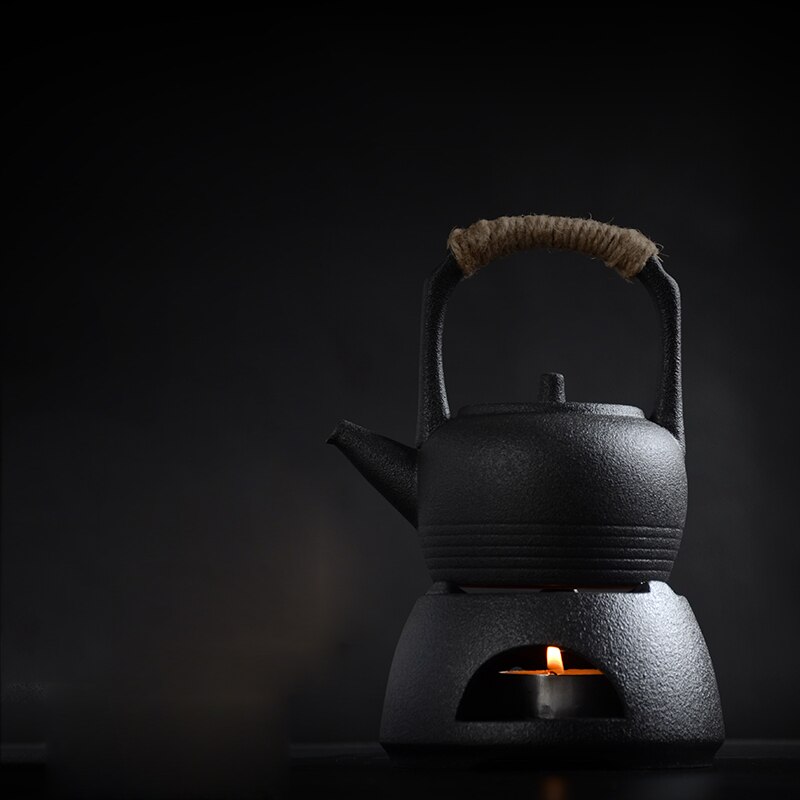 Japansk stil groft keramiklys opvarmning blomst te puer komfur te ceremoni vintage hylde tekande holder varm kaffebase