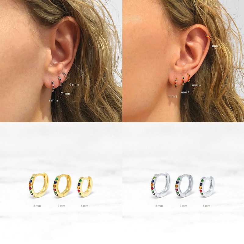 CANNER-Pendientes de aro de Plata de Ley 925 con de Ziron, Pendientes bohemios coloridos con hebilla de hueso del oído, para mujeres y niñas