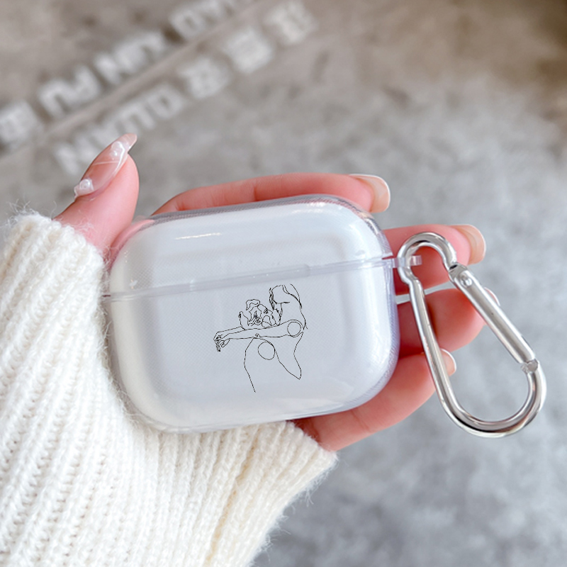 Funda protectora transparente para Apple Airpods 2 1, fundas de auriculares con gancho, negro, línea Sexy, arte rosa, amante, Airpod Pro 3 Pro2: 3XS / Gris claro