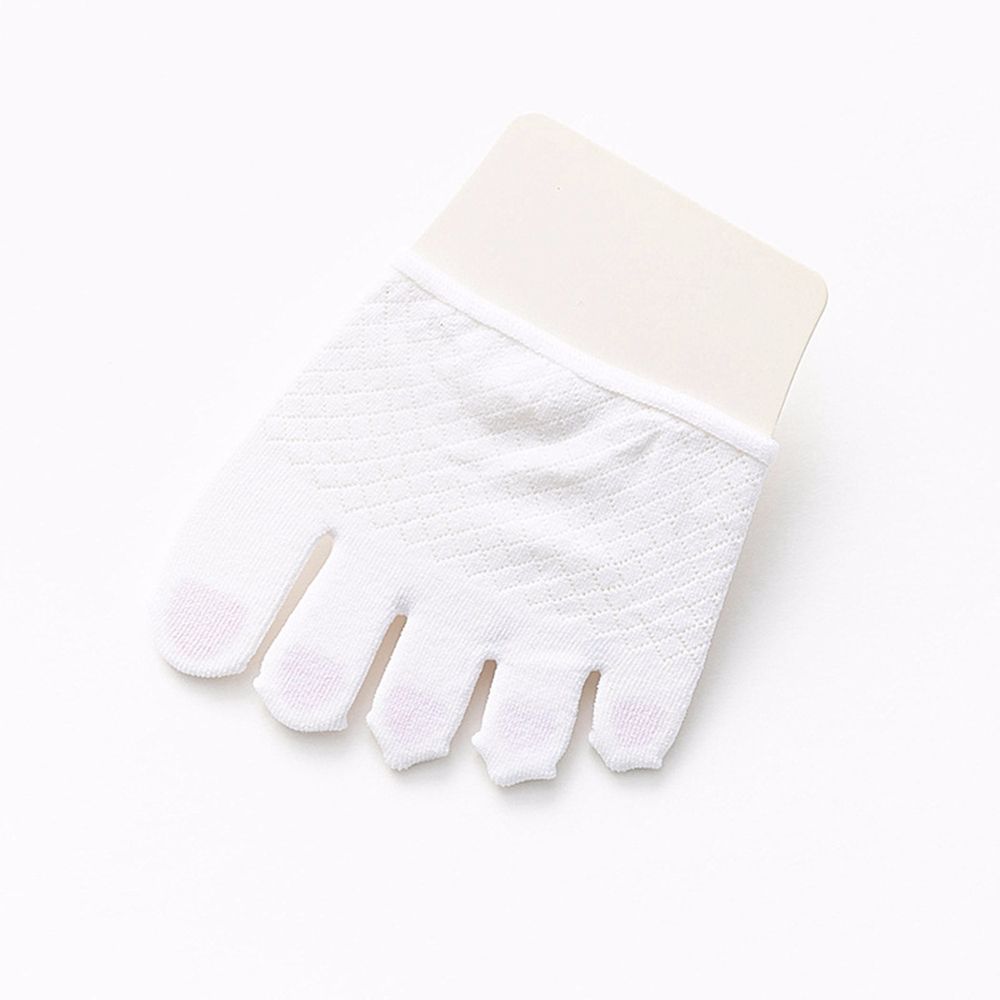 Summer Cotton Half Palm Five Fingers Socks Ladies Invisible Thin High Heel Front Foot Open Toe Hosiery Non-slip: white full toes