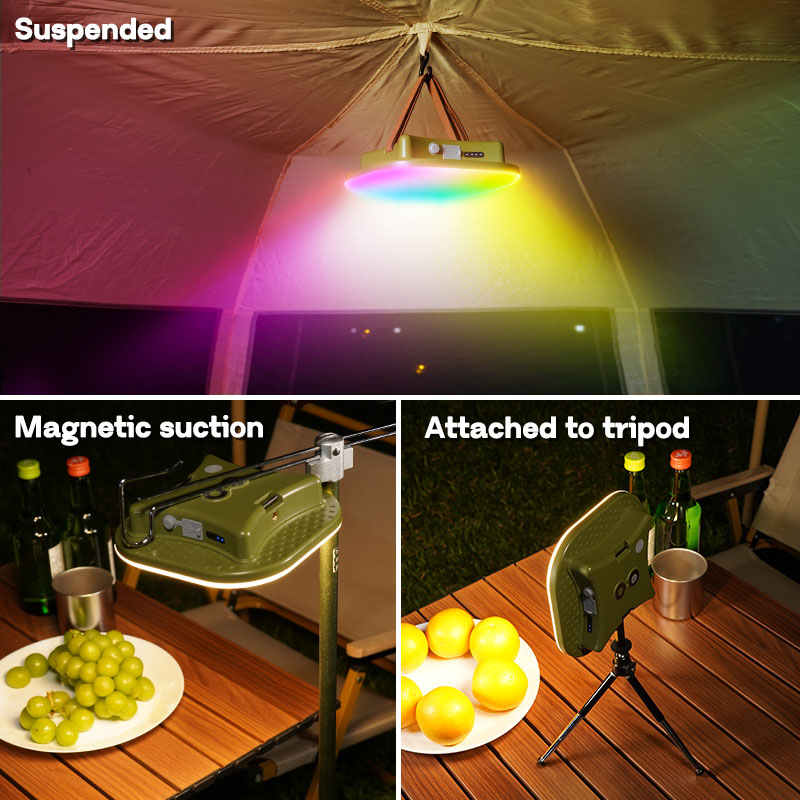 MOSLIGHTING Camping Light RGB Music Rhythm Light Portable Flashlight USB Rechargeable Outdoor hanging Tent Lamp Night Work Light