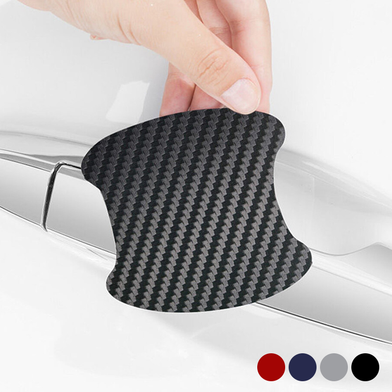 4 unids/set de pegatinas resistentes a los arañazos para coche, pegatinas universales de fibra de carbono para manija de coche, película protectora, pegatina decorativa, accesorios para coche