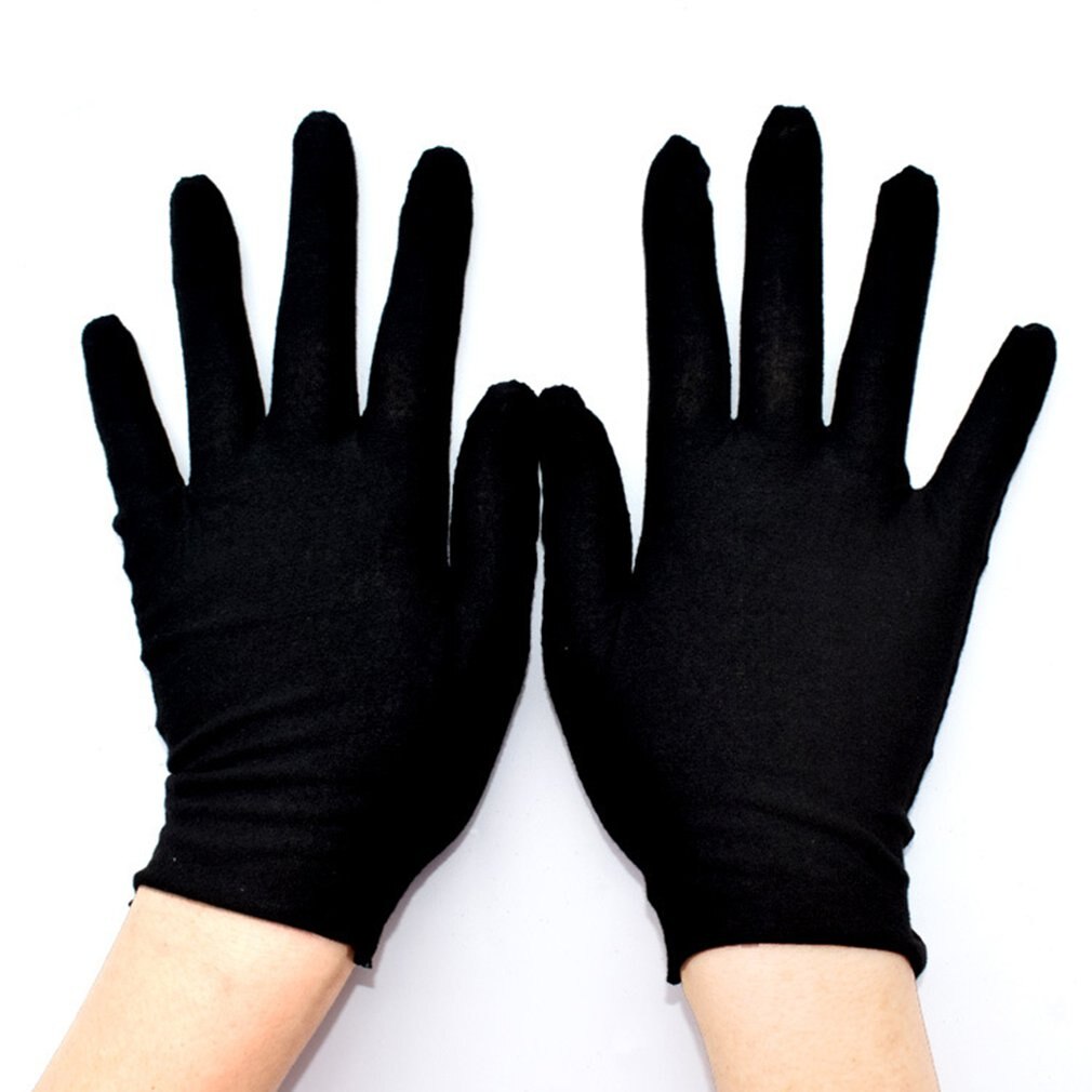 Noir 6 paires gants Inspection coton travail gants haute Stretch gants mince épais résistant aux taches de