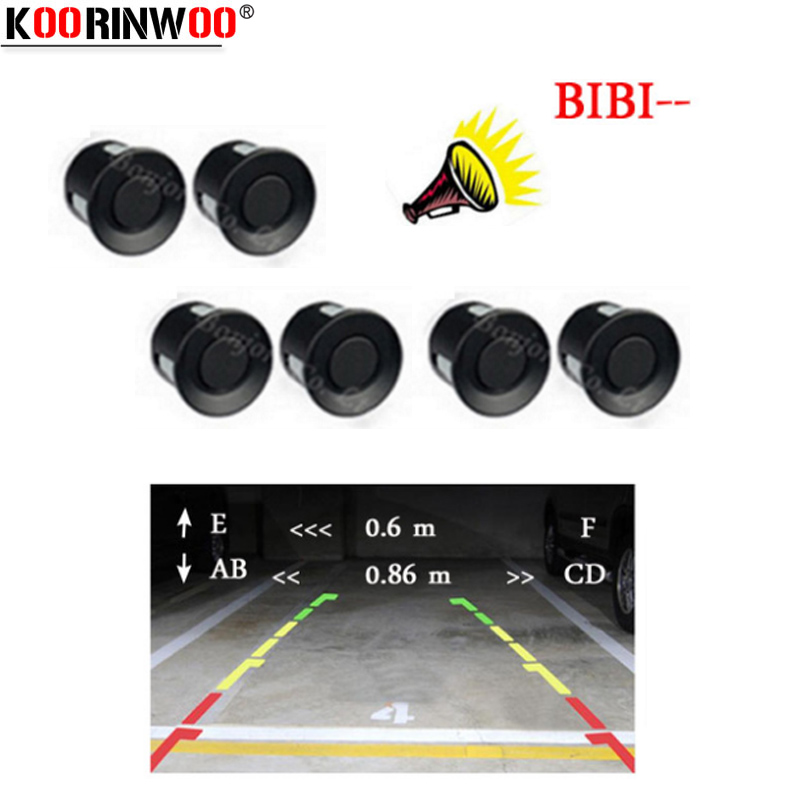 Koorinwoo Parktronic Parkeer Sensoren 6 Probes Front Back Alarm Buzzer Parking Indicator Voor Achteruitrijcamera Jalousie Systeem
