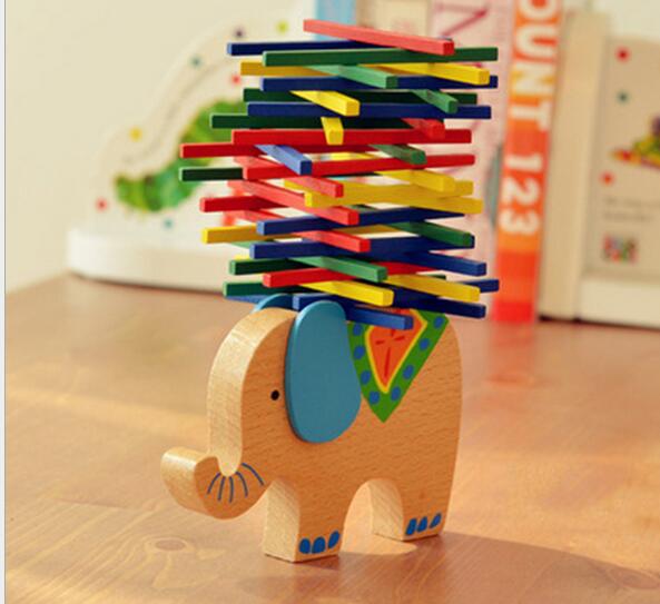 Kleur stok spel houten olifant kameel balance beam ouder-kind spel kinderen educatief speelgoed