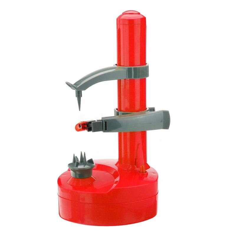 Éplucheur automatique pour pommes de terre | Appareil électrique multifonction éplucheur automatique pour légumes fruits pommes avec rotation automatique 2 lames supplémentaires: red