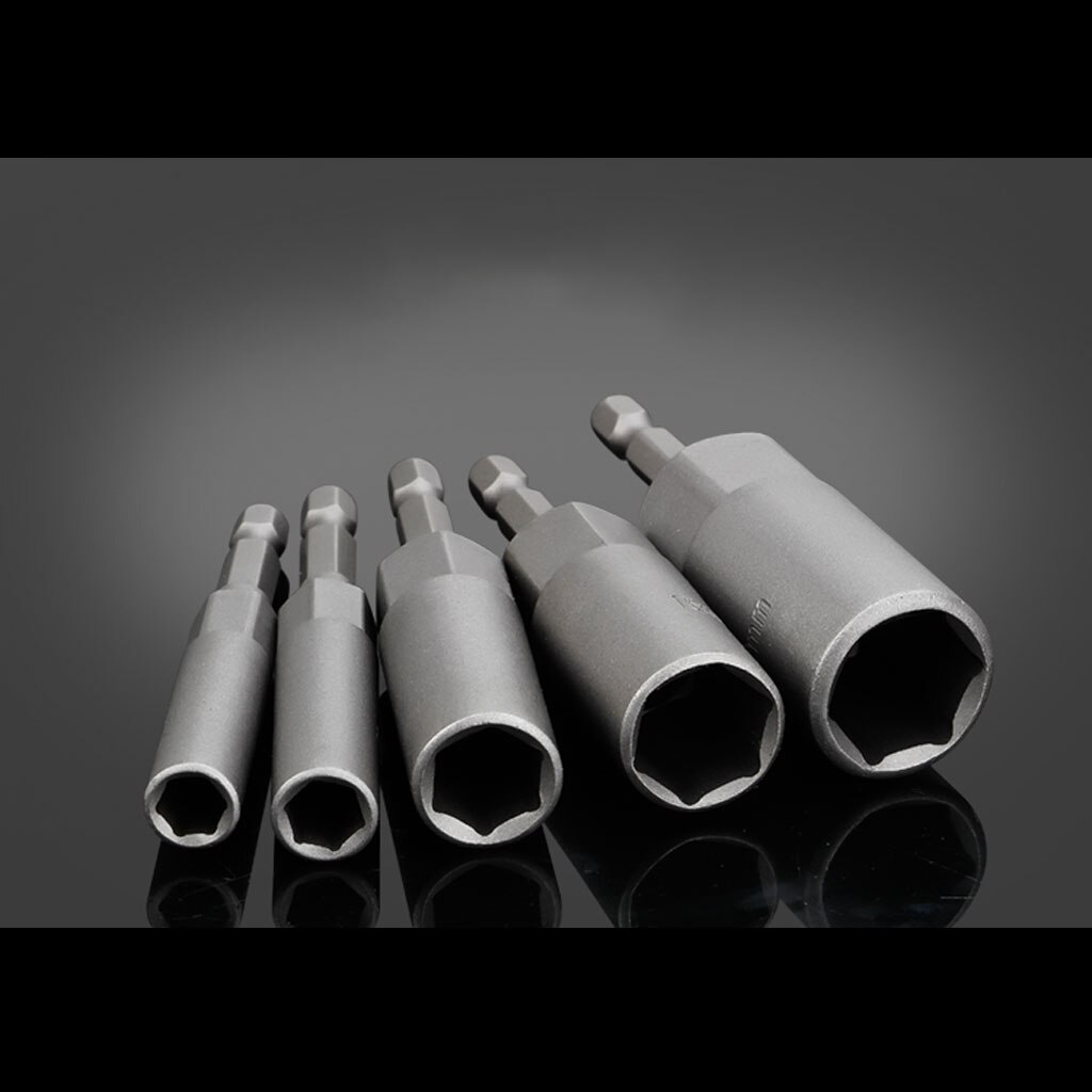 1/4 Inch 6-19mm Length 80mm Hex Shank Power Nut Driver Magnetic Drill Bit Socket Wrench Set Adapt Tools