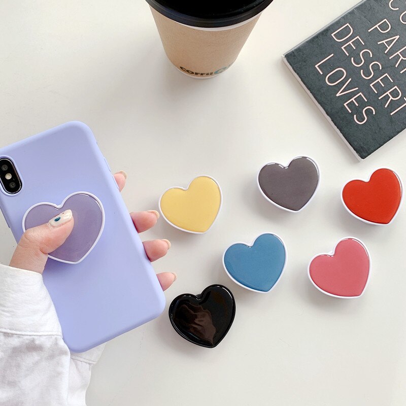 Popular Universal Pocket Airbag Stand Mobile Phone Accessories Holder Love Heart Shaped Bracket Mount for IPhone Samsung Huawei