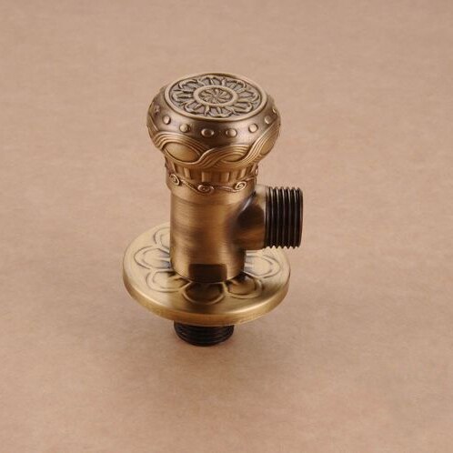 Kraan Vervangende Onderdelen 1/2 "x 1/2" Antiek Messing Hoekstopkraan Uitgeschakeld Water Driehoek Klep voor Kraan en Wc HJ-0318F