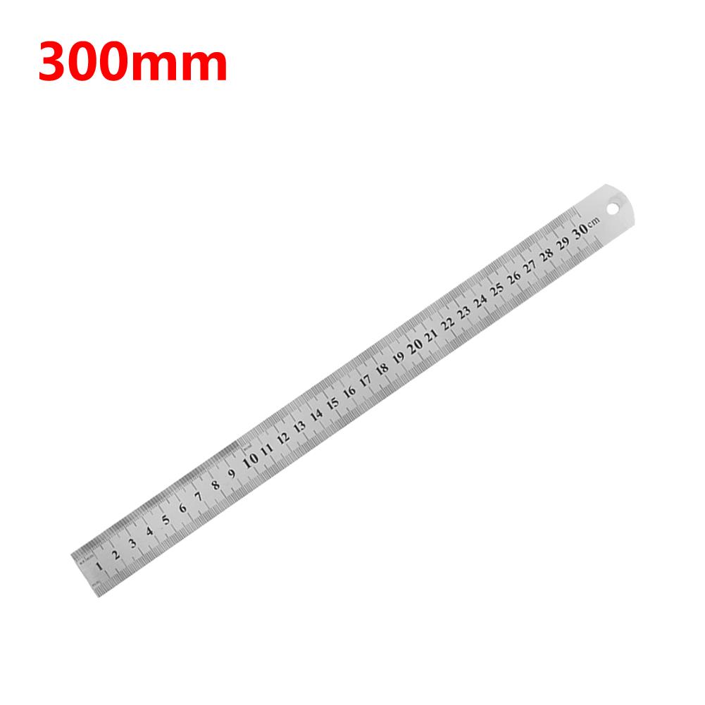 Metal Ruler Stainless Steel Straight Ruler 150mm-500mm Student Rulers Precision Double Sided Measuring Tool For Woodworking Draw: Red