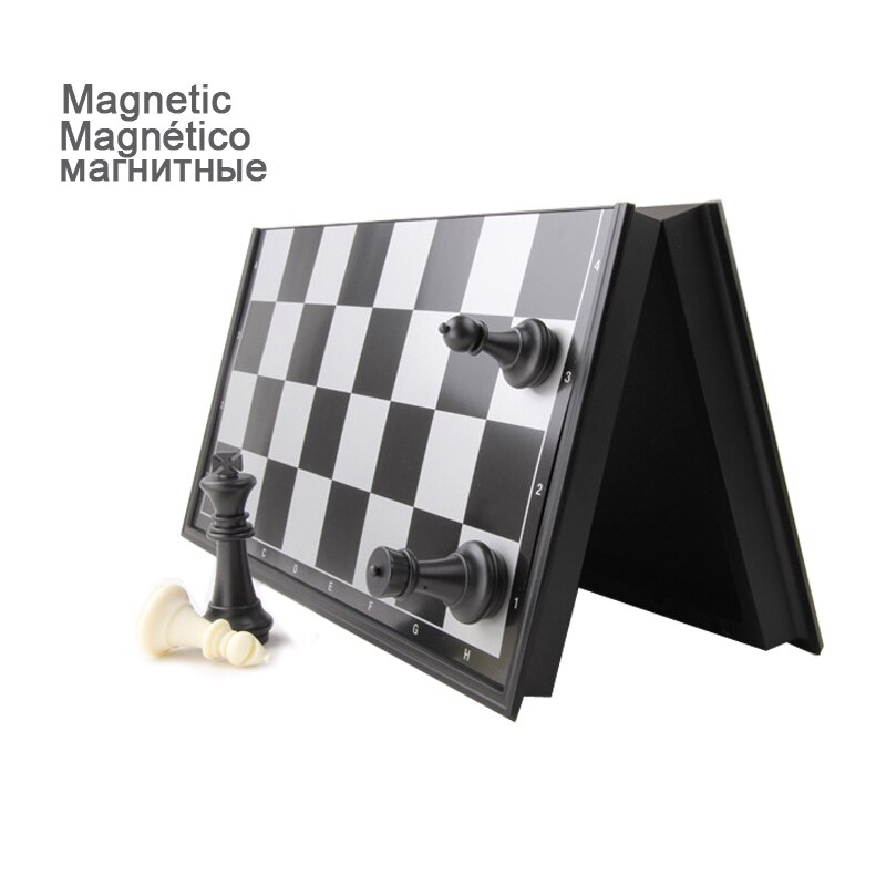 BSTFAMLY plastic chess set, portable international chess, folding chessboard magnetic chess game king height 50/65/81 mm I5