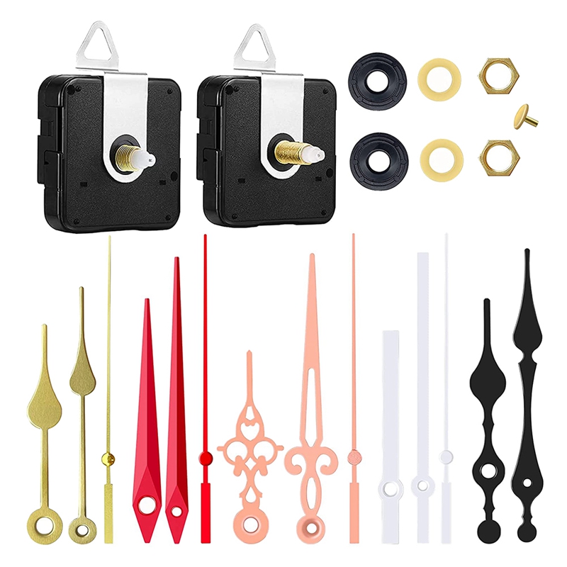 2 Pack Silent Quartz Clock Movement,Wall Clock Motor Replacement DIY Repair Parts,Long and Short Axis Clock Mechanism