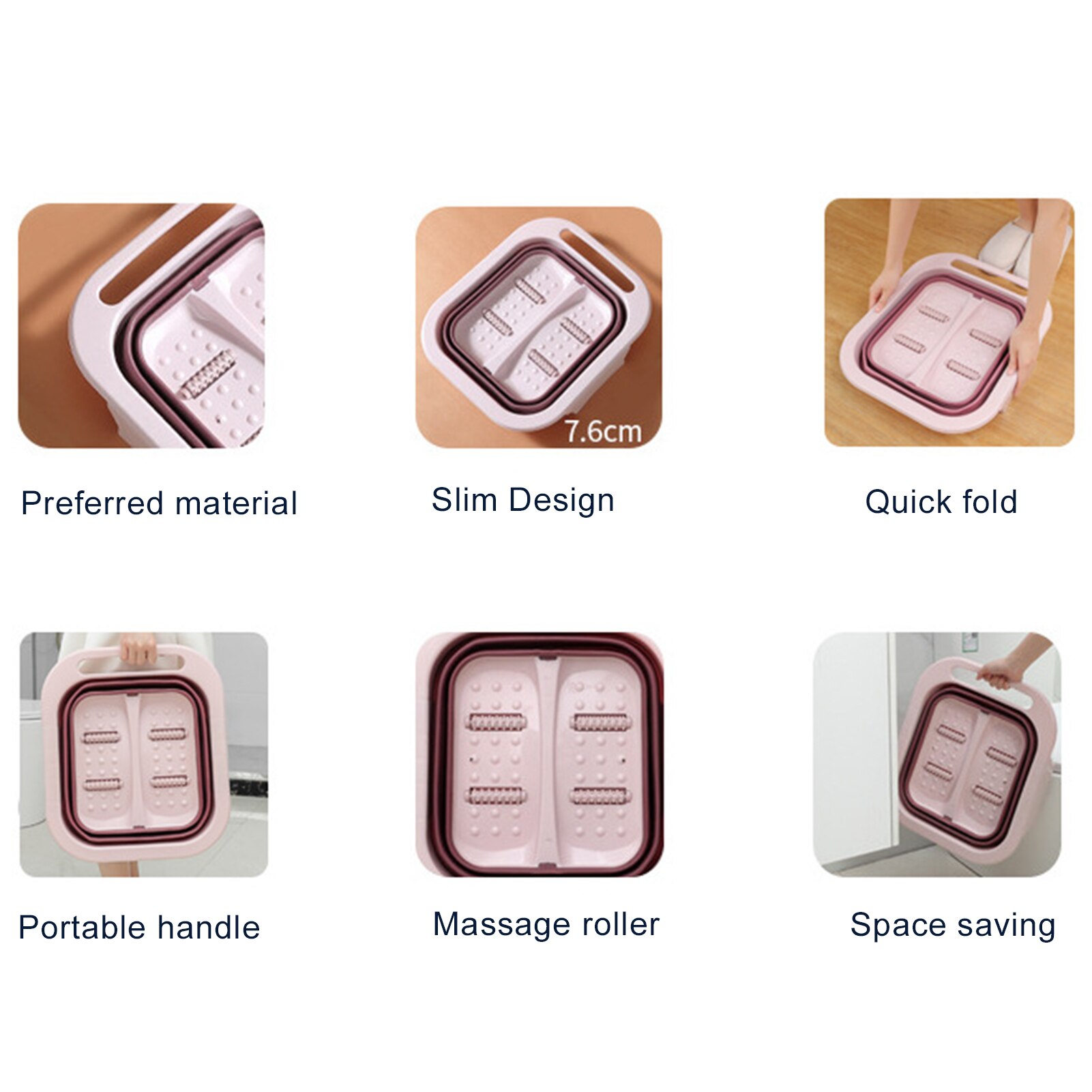 Recipiente de agua plegable para el hogar, bañera de pies con rodillo de masaje, agua , bañera de masaje, barril de baño de pies