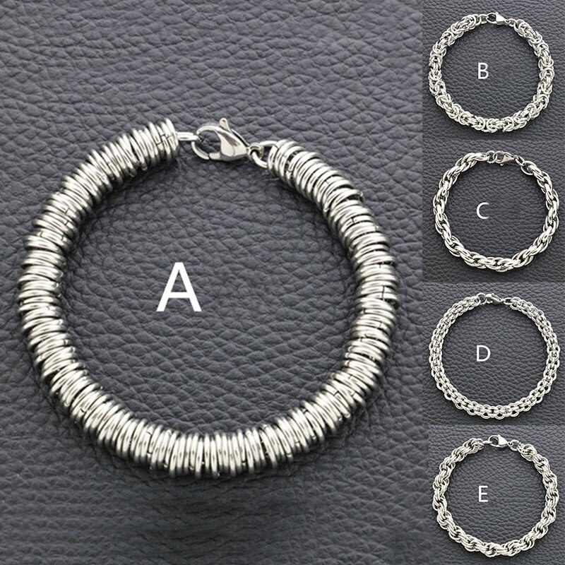 Aankomst Zilveren Ketting Armbanden Voor Vrouwen Man Punk Rvs Polsbandje Metalen Dames Mode-sieraden