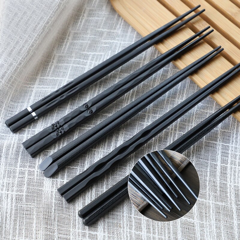 Palillos japoneses de fibra de vidrio antideslizantes para Sushi, palillos chinos reutilizables de aleación, chino, 1 par