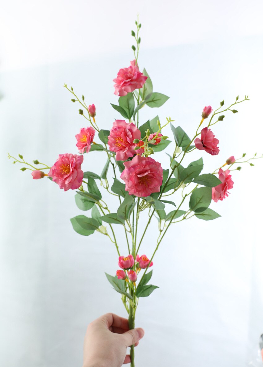Lyxiga rosor gren siden konstgjorda blommor för våren bröllop dekoration vardagsrum bord dekor blommor konstgjorda