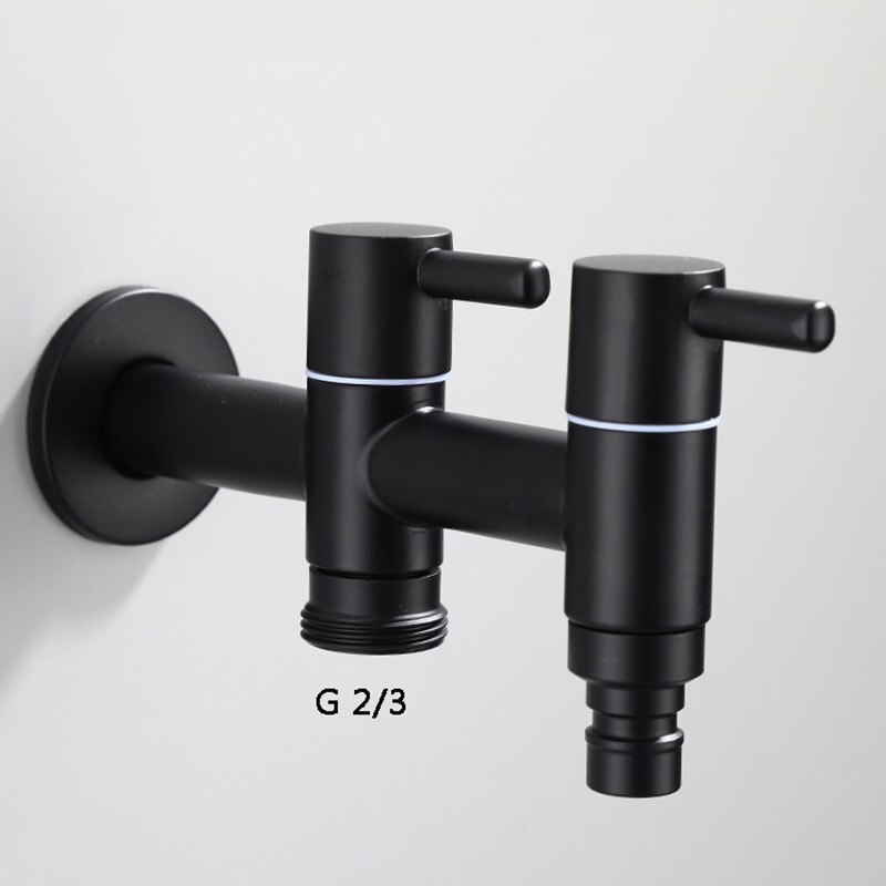Vaskemaskine vandhaner vægmonteret bidet blandingsbatteri sort finish rustfrit stål badeværelse bouble brug moppe vandhaner udendørs vandhane: Lilla
