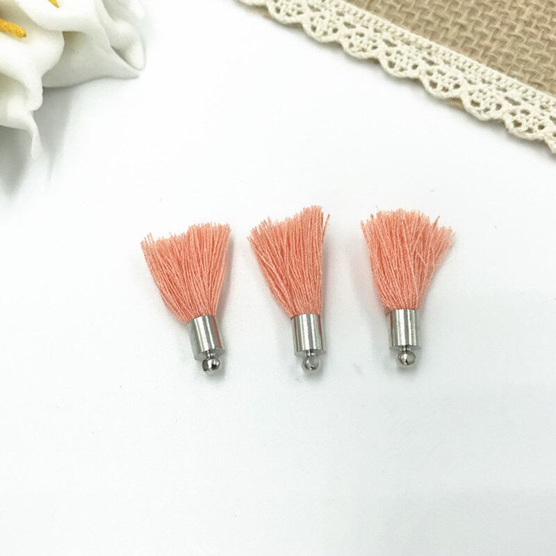 Diy 40 st mini bomullstråd metall hatt tofs hänge hantverk nyckelring dekoration 25mm: Champagne -40 st