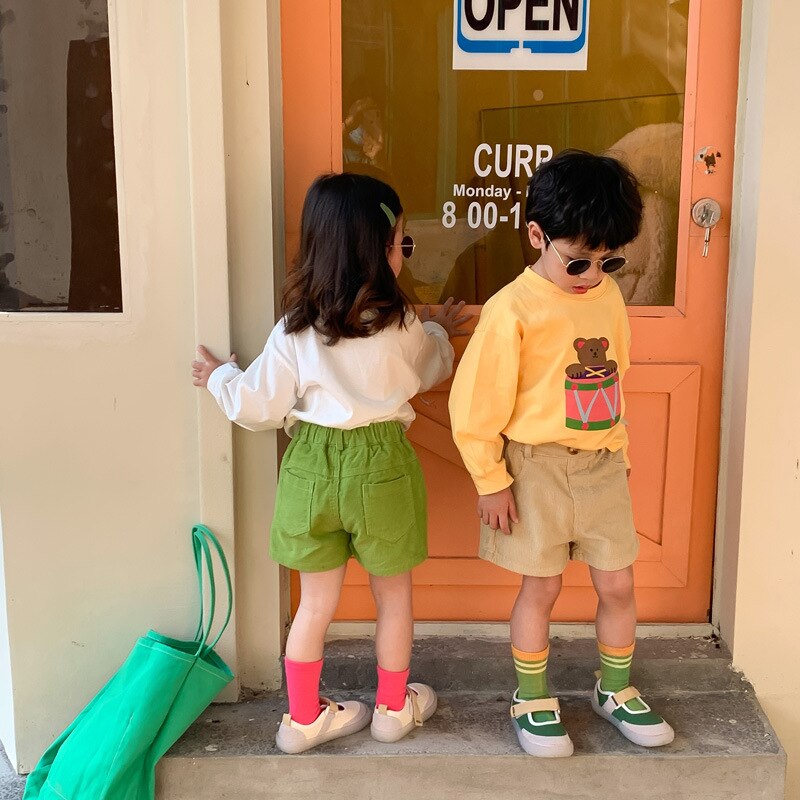 1-7 anni pantaloncini per bambini pantaloncini per bambini pantaloni corti pantaloncini da spiaggia per ragazzi in cotone estivo pantaloncini Casual per ragazze solide nuovi vestiti per bambini