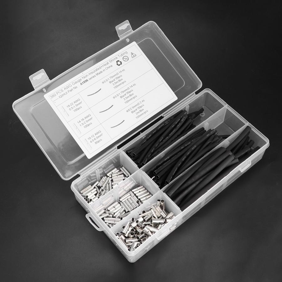 380 Uds de cobre no aislado de empalme conector de cable termorretráctil tubo, Kit de Terminal para barco Terminal de cable accesorios de Auto