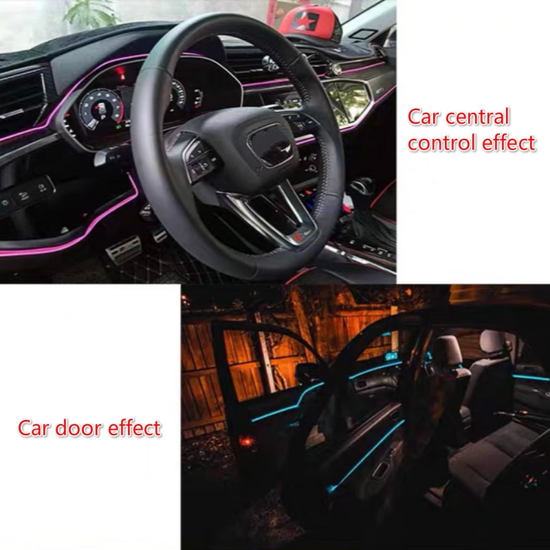 Jurus 2Meter Backlight Voor Auto-interieur Licht Led Tape Strip Neon El Koud Licht Decoratieve Strips Lamp Dashboard Console