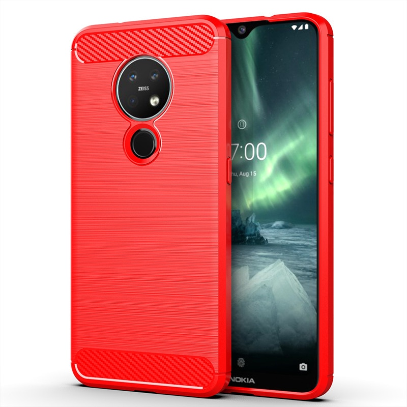 Para Nokia 7,2 TA-1196 funda Dual silicona resistente armadura suave funda para Nokia 7,2 Fundas protectoras Coque: Rojo
